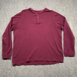 Borgo 28 Mens Burgundy Long Sleeve Henley Pullover Shirt Size XL